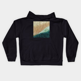 Drippy ocean beach bird's eye view Kids Hoodie